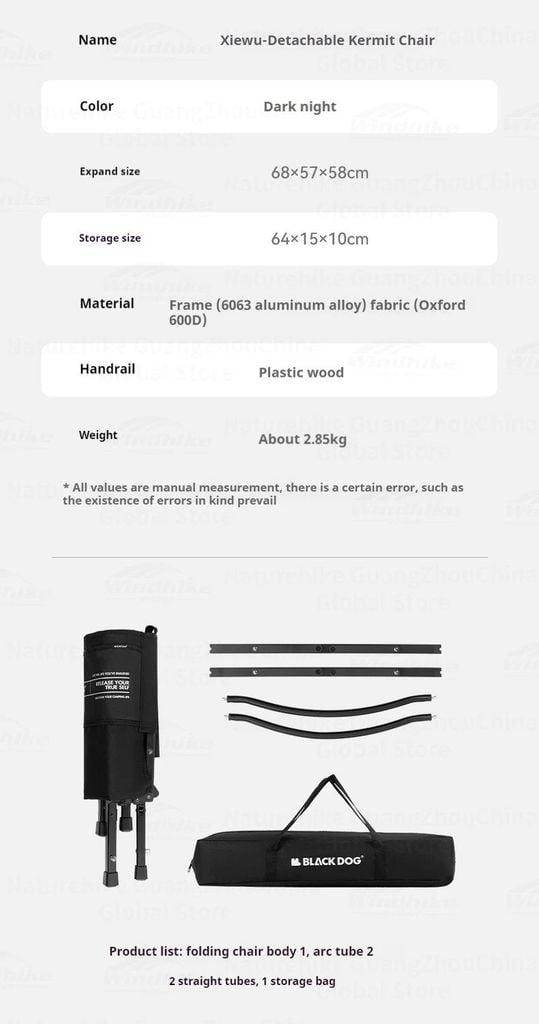 Ghế Kermit cắm trại xếp gọn BLACKDOG CBD2450JJ043