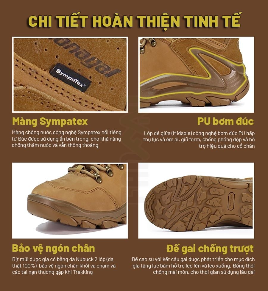 Hanagal Trail-Blazer Giày Hiking chống thấm nước da Nubuck