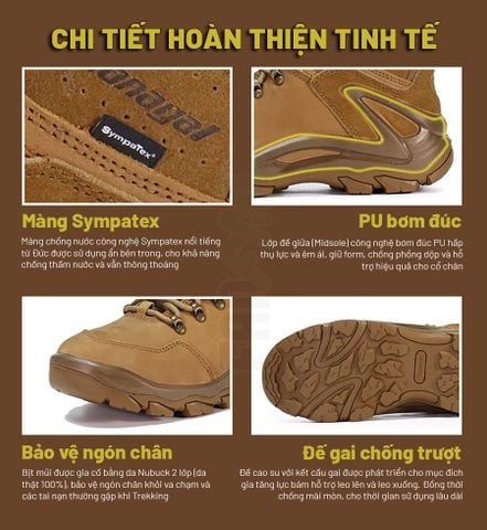 Hanagal Trail-Blazer Giày Hiking chống thấm nước da Nubuck