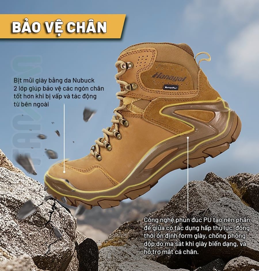 Hanagal Trail-Blazer Giày Hiking chống thấm nước da Nubuck