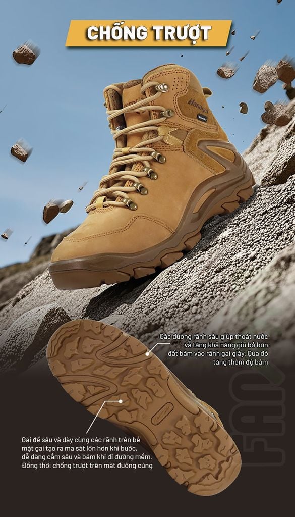 Hanagal Trail-Blazer Giày Hiking chống thấm nước da Nubuck