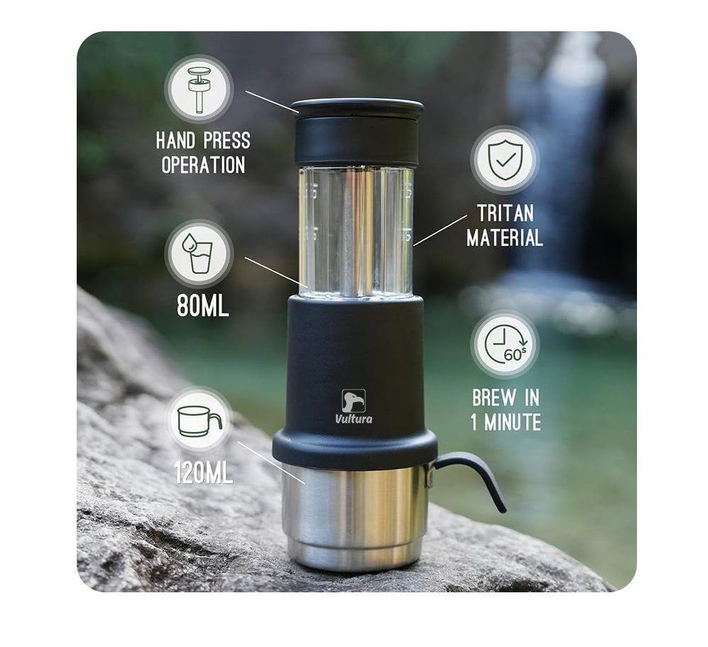 Dụng cụ pha cà phê Espresso cắm trại thủ công Vultura Campresso KF1