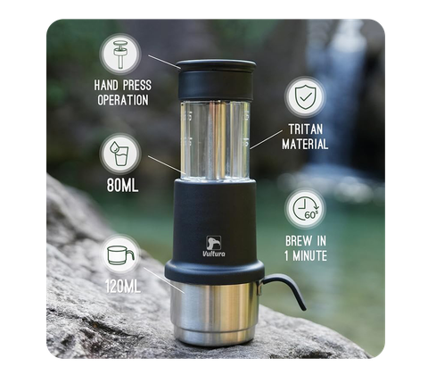 Dụng cụ pha cà phê Espresso cắm trại thủ công Vultura Campresso KF1