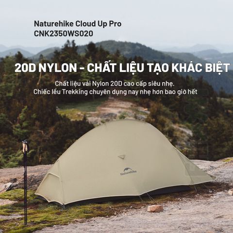Lều Trekking siêu nhẹ 1-2 người Cloud Up Pro (20D Nylon) Naturehike CNK2350WS020