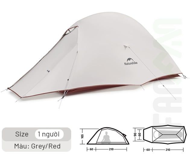 Lều Trekking siêu nhẹ 1-2 người Cloud Up Pro (20D Nylon) Naturehike CNK2350WS020