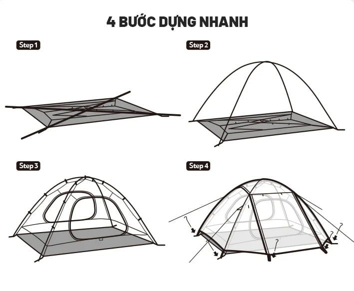 Lều 2 - 3 người, 2 lớp Naturehike  CNK2300ZP024