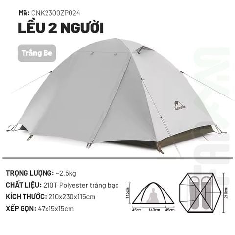 Lều 2 - 3 người, 2 lớp Naturehike  CNK2300ZP024