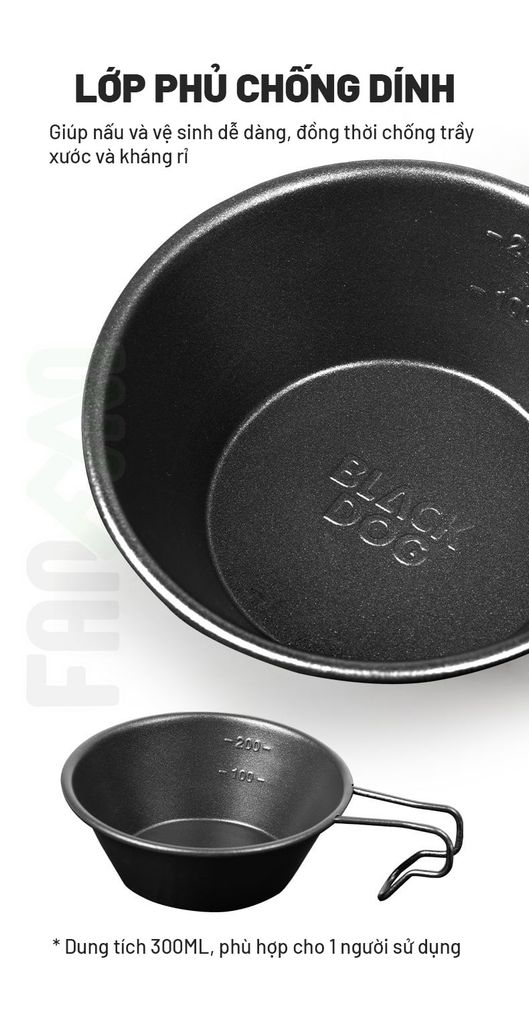 Ly thép Sierra dã ngoại chống dính Blackdog CBD2450CF016