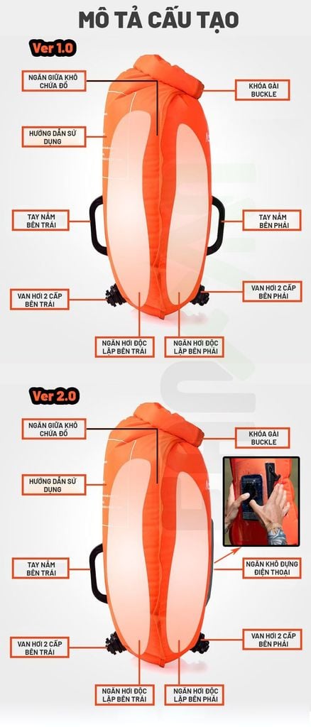 Túi phao bơi kiêm đựng đồ chống nước Naturehike 18L NH17S001-G