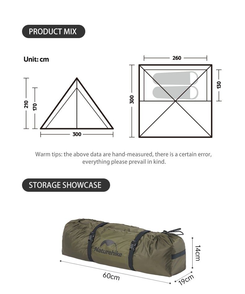 Naturehike CNK2300ZP025 Lều Pyramid 2 người với 2 lớp độc lập
