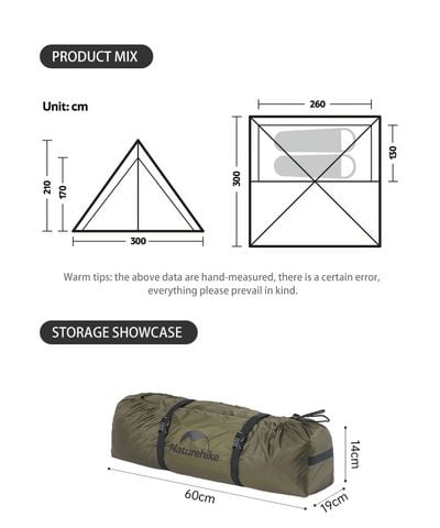 Naturehike CNK2300ZP025 Lều Pyramid 2 người với 2 lớp độc lập