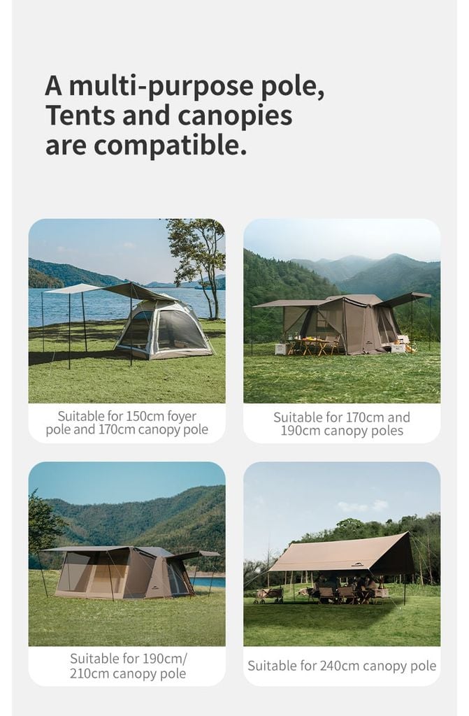 Naturehike CNK2550PJ010 Bộ 2 sào chống tăng sắt sơn chống rỉ