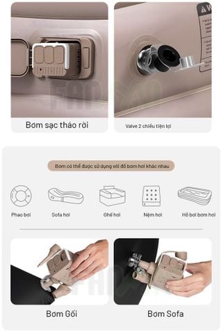 Nệm dã ngoại tự bơm hơi (kèm bơm) dày 25cm BLACKDOG CBD2550WS037