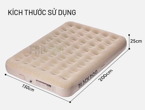 Nệm dã ngoại tự bơm hơi (kèm bơm) dày 25cm BLACKDOG CBD2550WS037