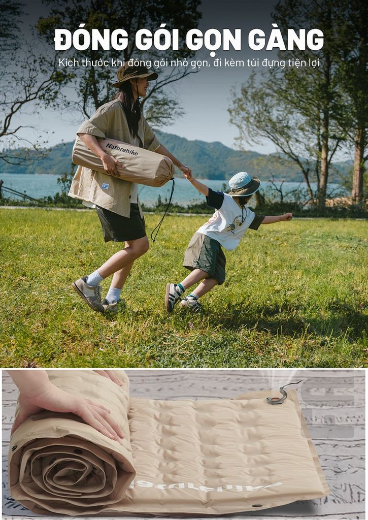 Nệm dã ngoại bơm hơi tự phồng 1-2 người Naturehike CNK2550WS025