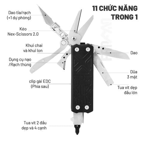 Nextool E10 (E1 upgraded) dụng cụ dao xếp EDC đa năng 11 chức năng