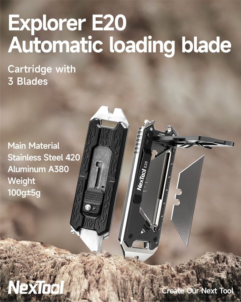 Nextool E20 Explorer dao rọc cáp, khui thùng EDC 9 chức năng