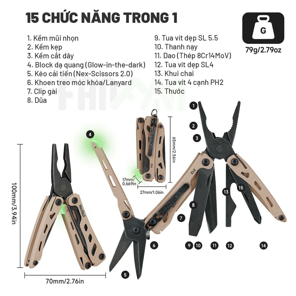 Nextool F12 Mini Flagship dụng cụ EDC đa năng móc khóa bỏ túi siêu nhỏ gọn