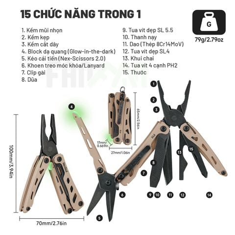Nextool F12 Mini Flagship dụng cụ EDC đa năng móc khóa bỏ túi siêu nhỏ gọn