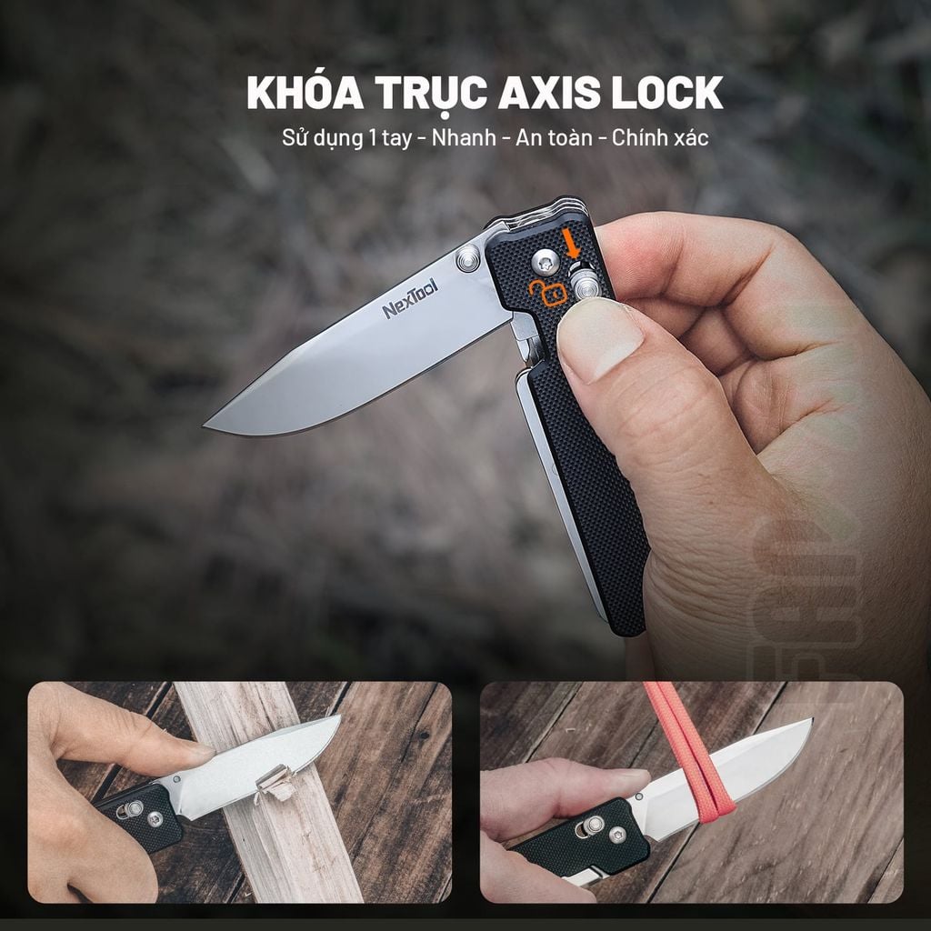 Nextool K30 dao xếp EDC 11 chức năng thép Sandvik, ốp G10, khóa Axis