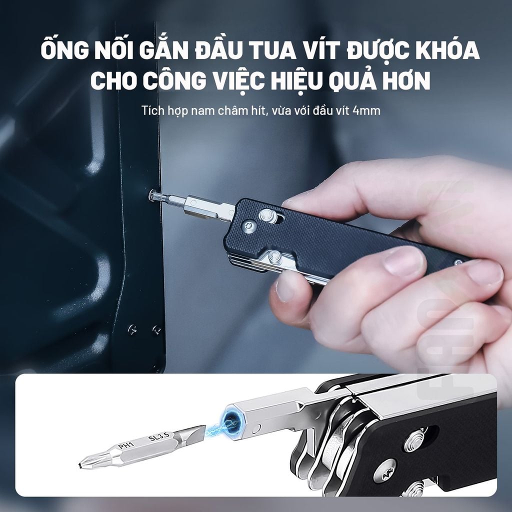 Nextool K30 dao xếp EDC 11 chức năng thép Sandvik, ốp G10, khóa Axis