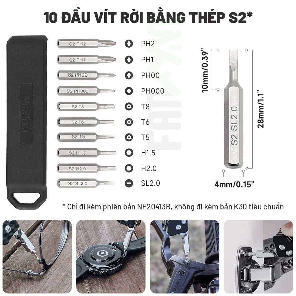Nextool K30 dao xếp EDC 11 chức năng thép Sandvik, ốp G10, khóa Axis
