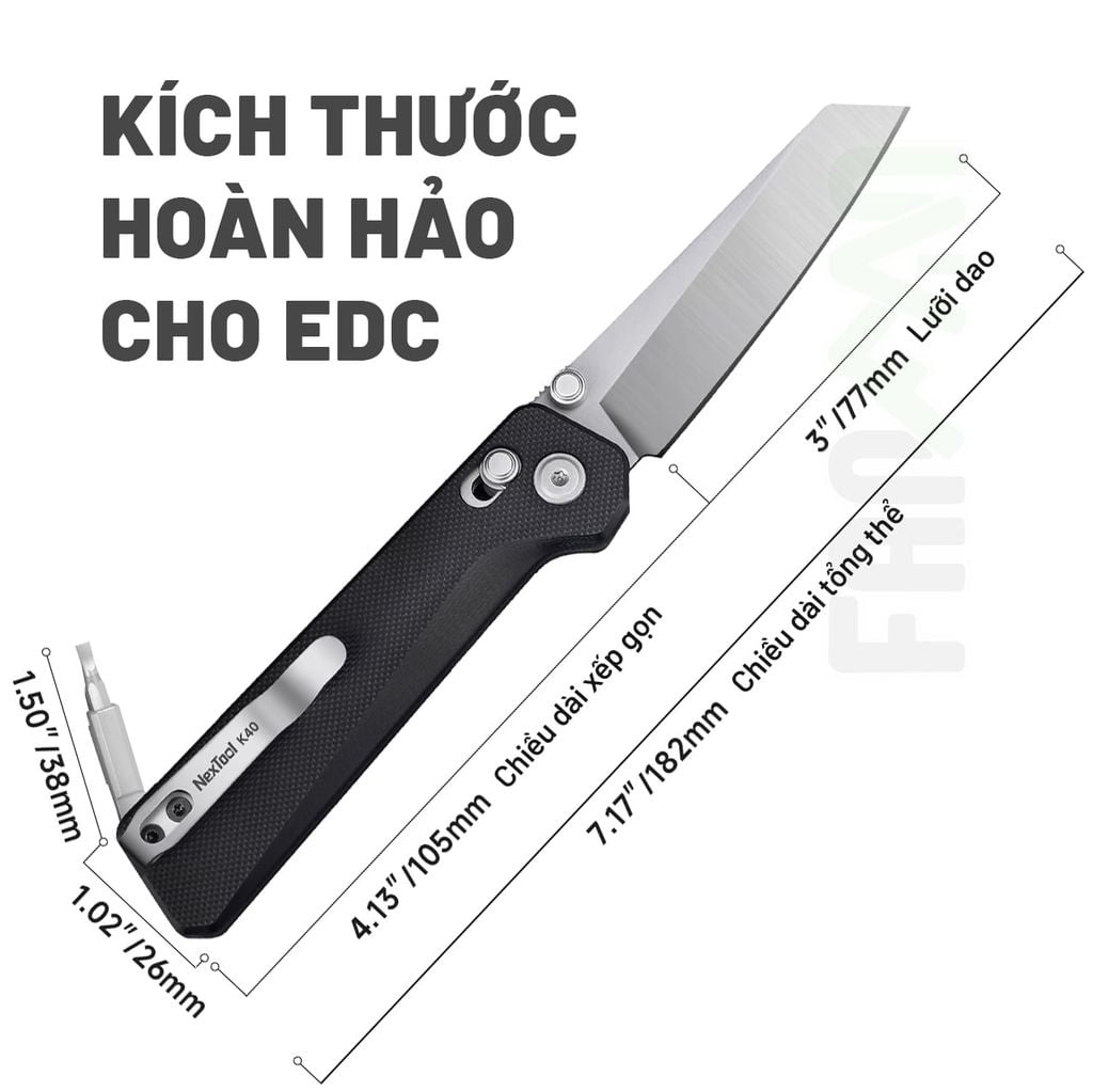 Nextool K40 dao xếp EDC 5 chức năng thép Sandvik, ốp G10, Axis Lock