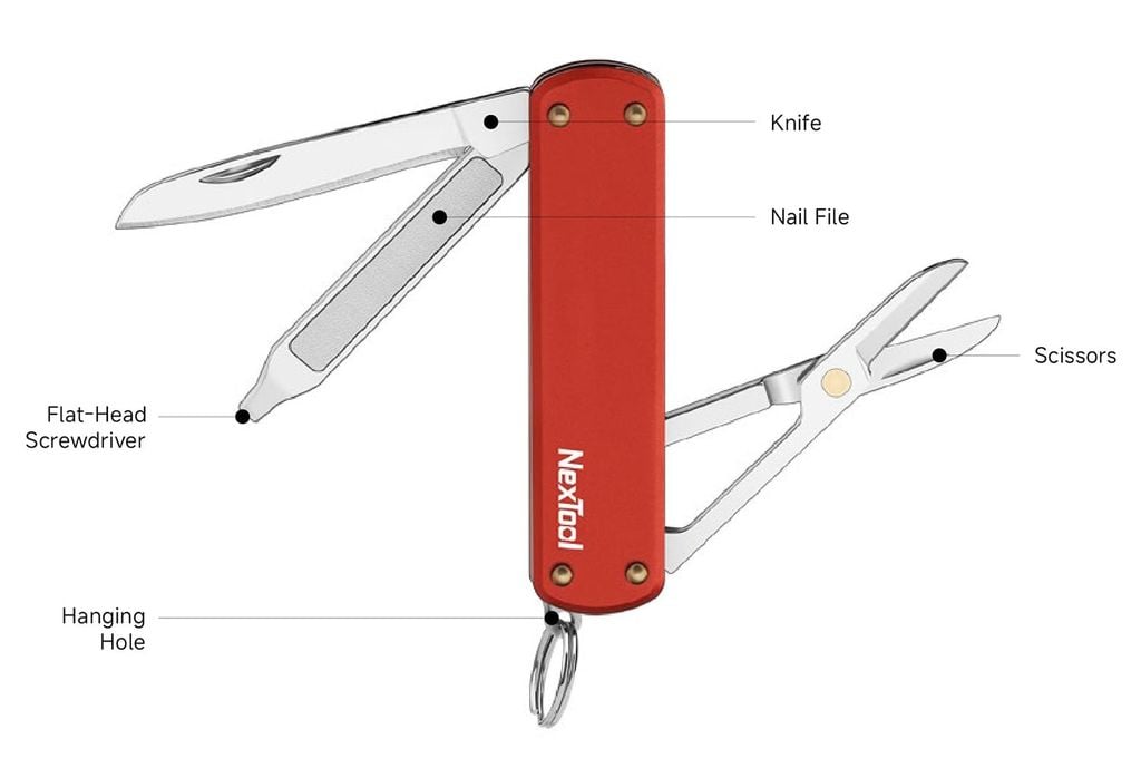 Nextool Mini Pocket Knife dao xếp đa năng bỏ túi móc khóa 4 chức năng, ốp nhôm