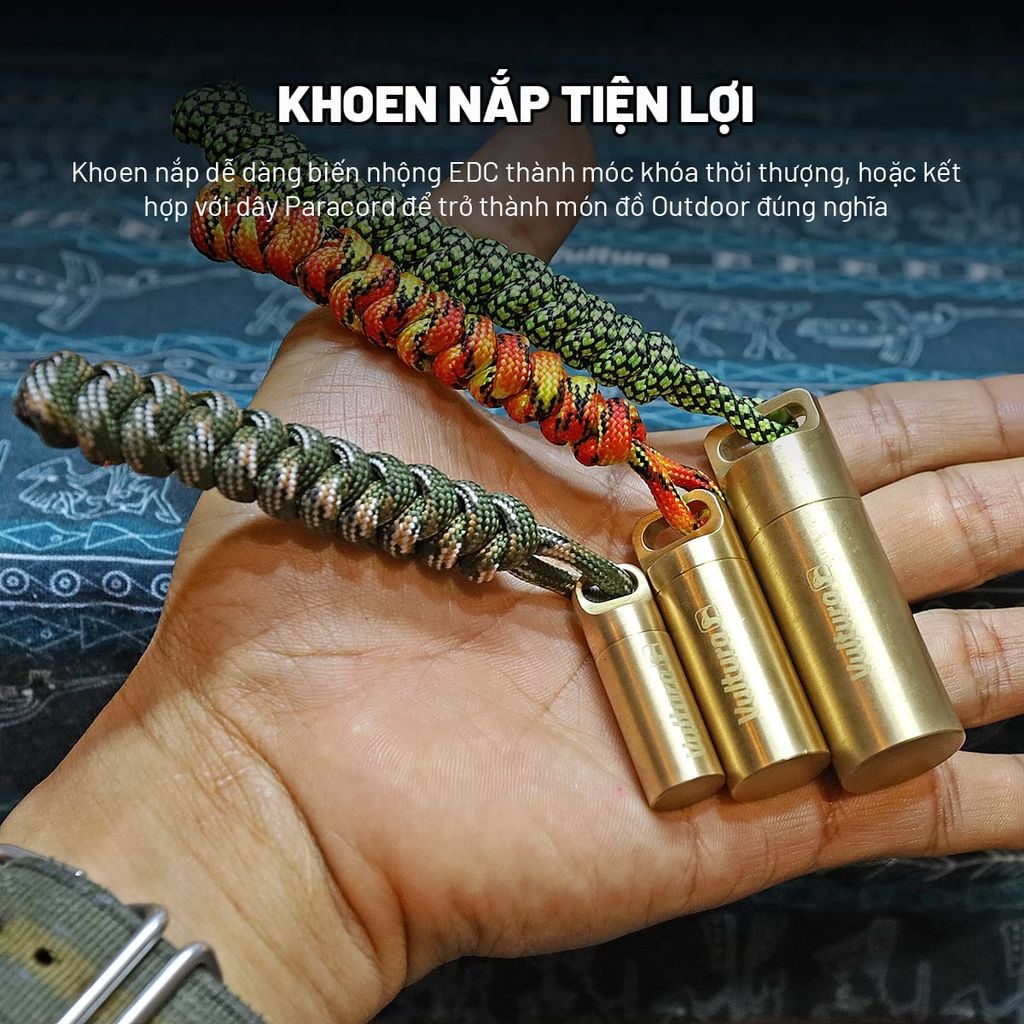 Nhộng chống nước EDC đồng thau đựng thuốc & vật dụng sinh tồn Vultura CS2601