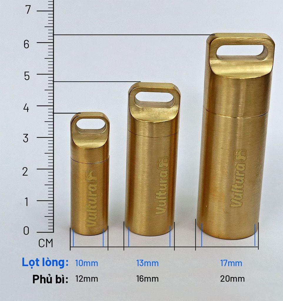 Nhộng chống nước EDC đồng thau đựng thuốc & vật dụng sinh tồn Vultura CS2601