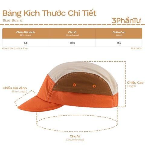 Mũ Vành Ngắn Gập Gọn Phối Màu Vải Taslan - ACPU24001