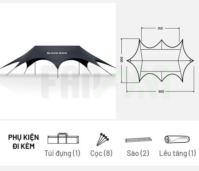 Lều trung tâm (lều tăng) 16 người BLACKDOG CBD2550WS027