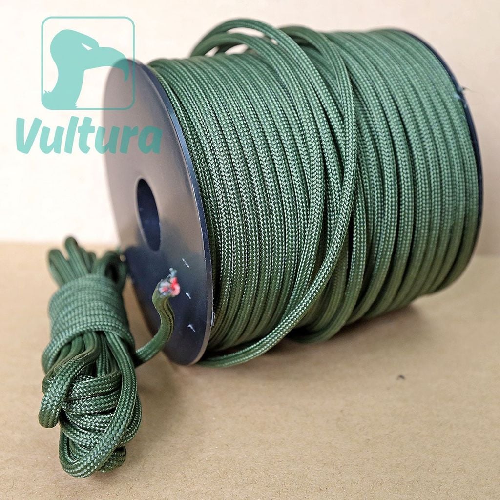 Cuộn 50m dây dù Paracord 550 sinh tồn 12 lõi kèm cước câu & bấc Vultura RO2601