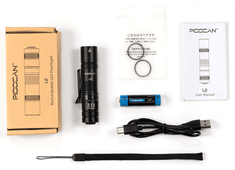 Pioocan L2 đèn pin EDC nhỏ gọn 750Lumens pin 14500 tương thích 1 viên AA