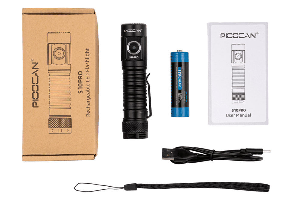 Pioocan S10Pro by Wuben Đèn pin dã ngoại siêu sáng 1800Lumens pin 18650