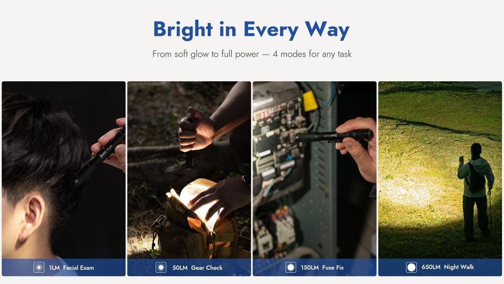 Wuben PL01 Đèn bút túi áo EDC (đèn pin bác sĩ)