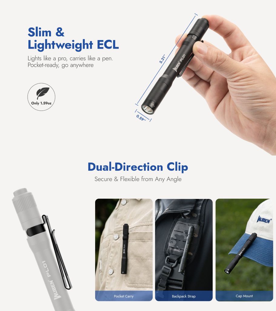 Wuben PL01 Đèn bút túi áo EDC (đèn pin bác sĩ)