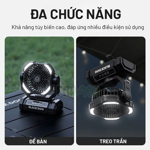 Quạt sạc 10,000mAh kiêm đèn bàn cắm trại BLACKDOG CBD2550ZM038