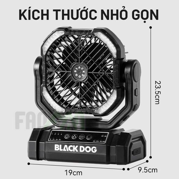 Quạt sạc 10,000mAh kiêm đèn bàn cắm trại BLACKDOG CBD2550ZM038