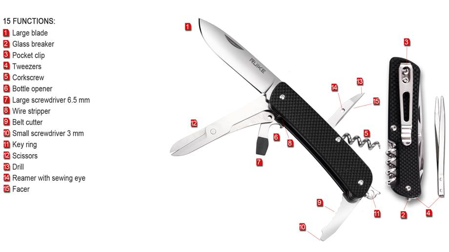 Ruike M31 Dao xếp kèm kéo 15 chức năng bỏ túi