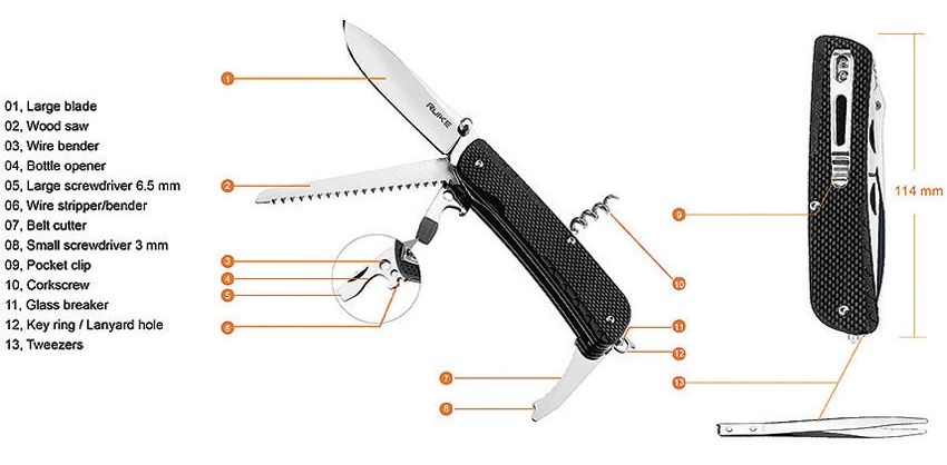 Ruike L32 Dao xếp kèm cưa 13 chức năng cỡ lớn