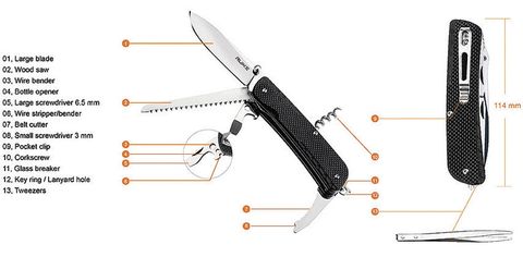 Ruike L32 Dao xếp kèm cưa 13 chức năng cỡ lớn