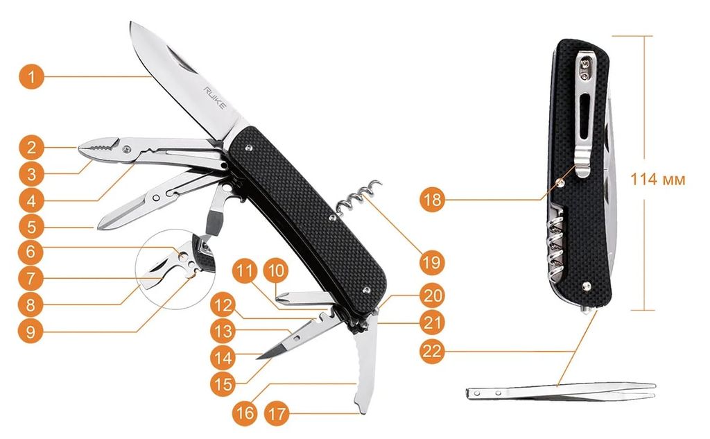 Ruike L41 Dao xếp kèm Kềm-Kéo 22 chức năng cỡ lớn