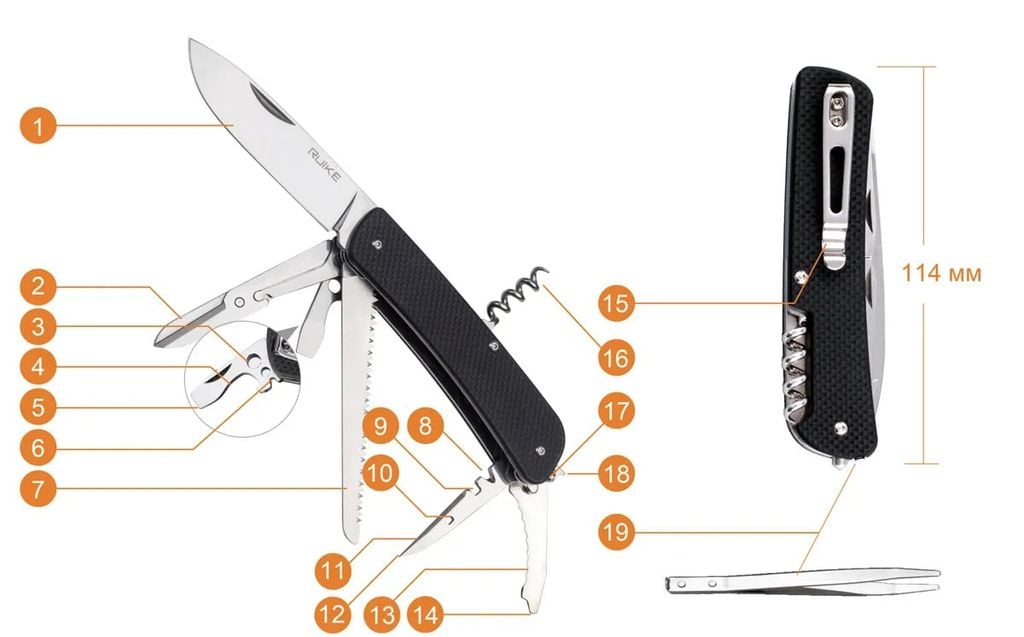 Ruike L42 Dao xếp kèm Kéo-Cưa 19 chức năng cỡ lớn