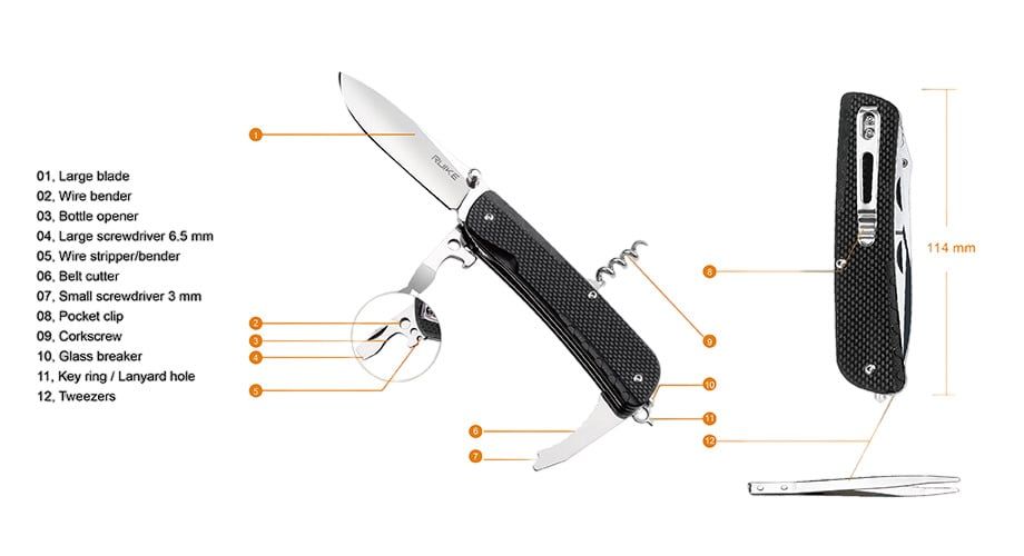 Ruike LD21 Dao xếp bỏ túi đa năng có khóa lưỡi