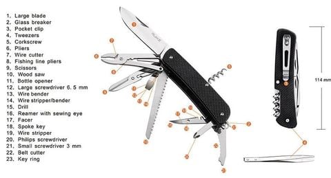 Ruike LD51 Dao xếp kèm Kềm-Kéo-Cưa 23 chức năng có khóa lưỡi
