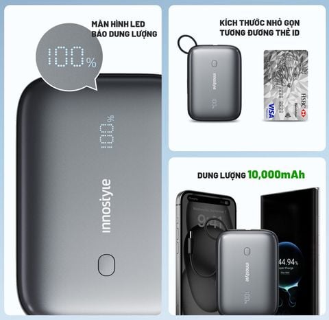 Pin sạc dự phòng Innostyle PowerMini II 10,000mAh kèm cáp Type-C