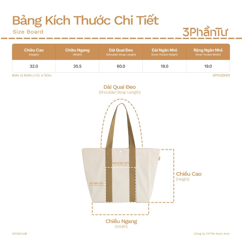 Túi Tote Viền Nổi Vải Thế Hệ Mới - ATTU25001