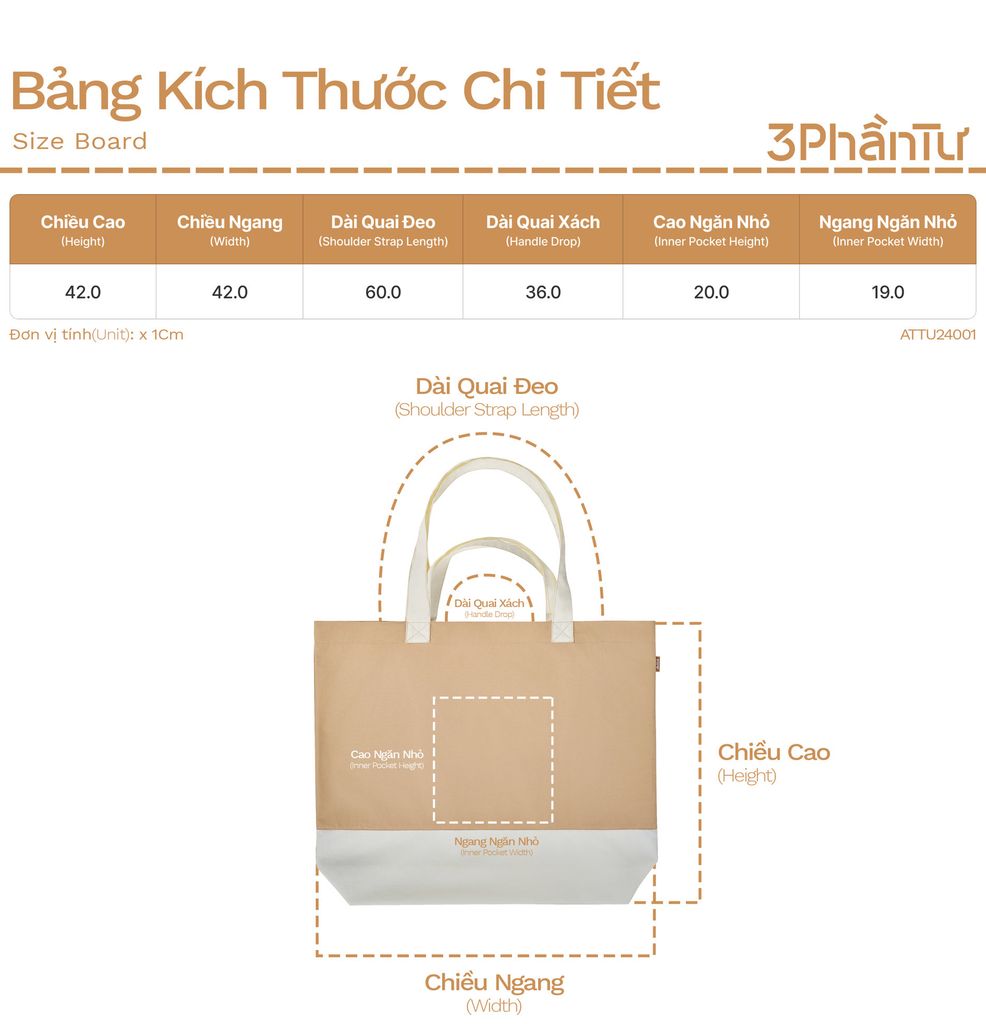 Túi Tote 3PhầnTư Phối Màu - ATTU24001