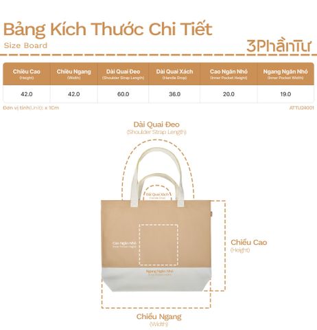 Túi Tote 3PhầnTư Phối Màu - ATTU24001